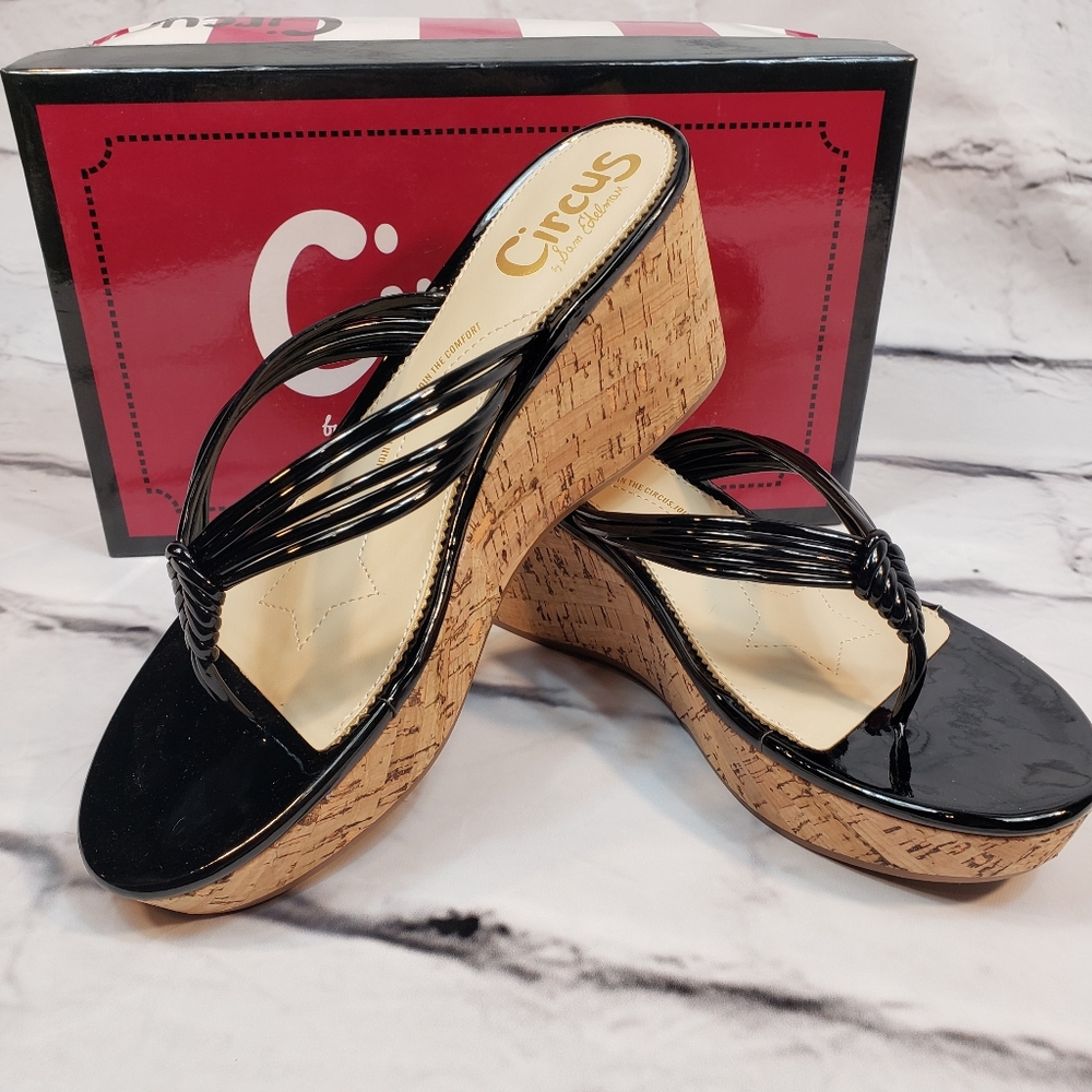 Circus Sam Edelman Ruby Wedge Flip Flop Black 8.5M